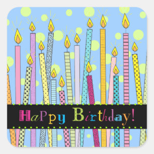 Happy Birthday with Candles Galore! Square Sticker