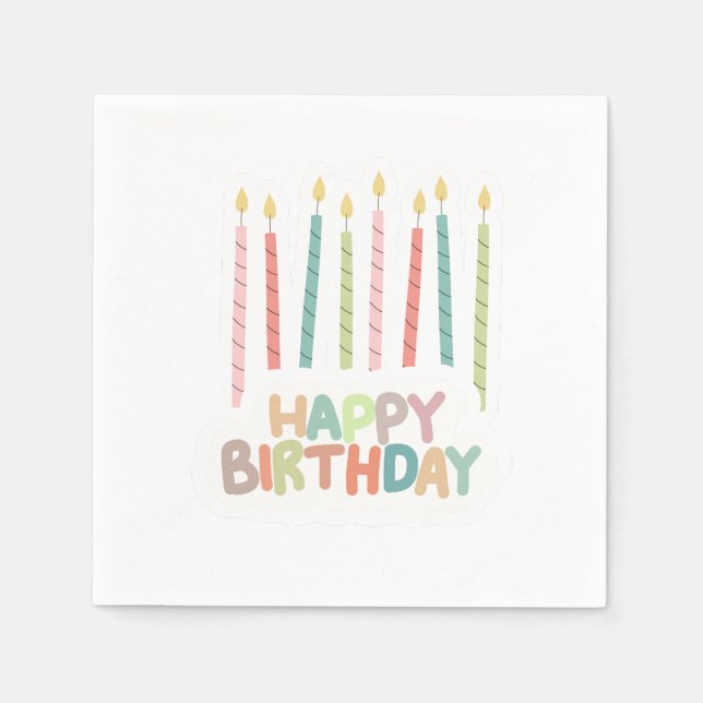 Happy Birthday with Candles on Napkins (Front)