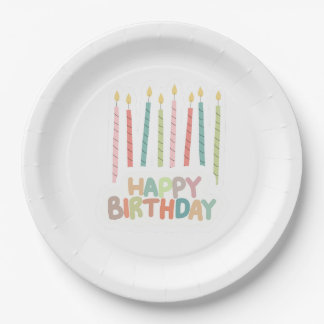 Happy Birthday with Candles on Paper Plates