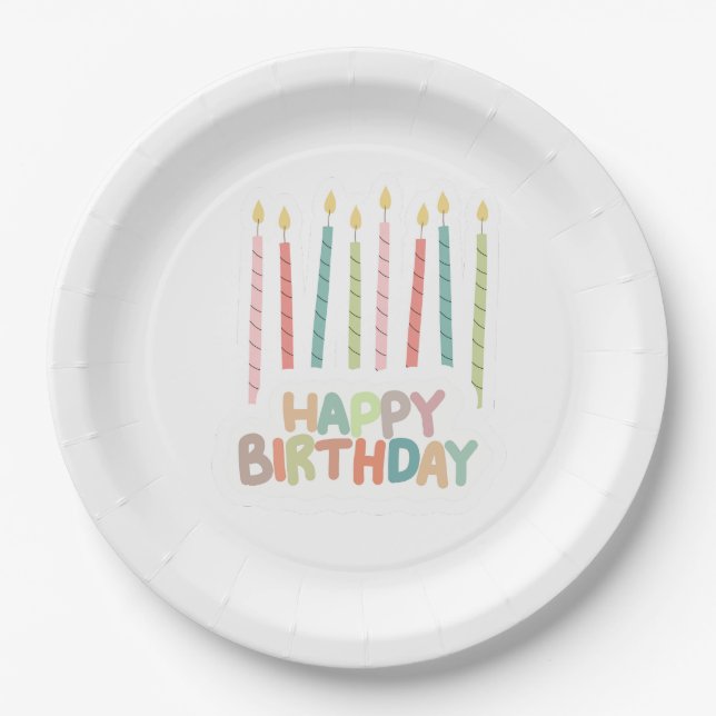 Happy Birthday with Candles on Paper Plates (Front)