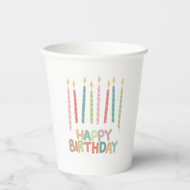 Happy Birthday with Candles Paper Cup (Front)