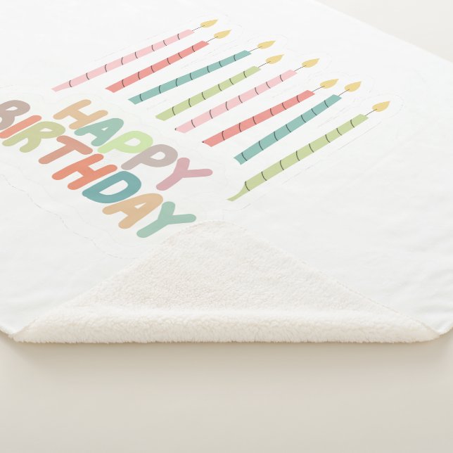 Happy Birthday with Candles Sherpa Blanket (3/4)