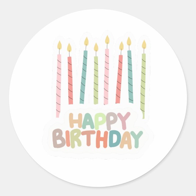 Happy Birthday With Candles Sticker Label (Front)