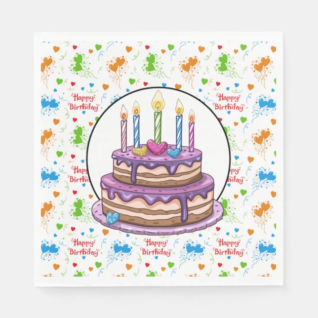 Happy Birthday With Cherry On Top Napkins (Front)