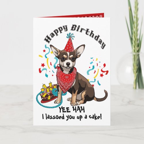 Happy Birthday with Chihuahua Dog in Red Bandana Card