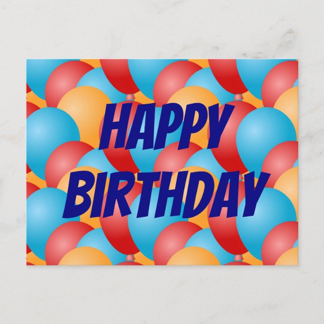 Happy Birthday with Colorful Balloons Postcard (Front)