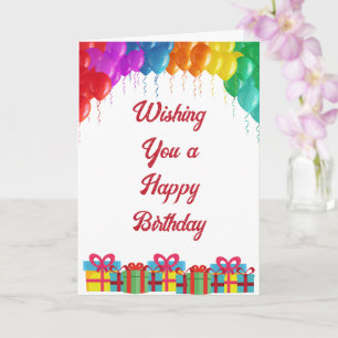 Happy Birthday with Colorful Balloons & Presents Card