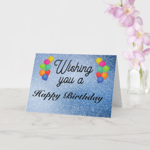 Happy Birthday with Colorful Balloons & Sparkles Card