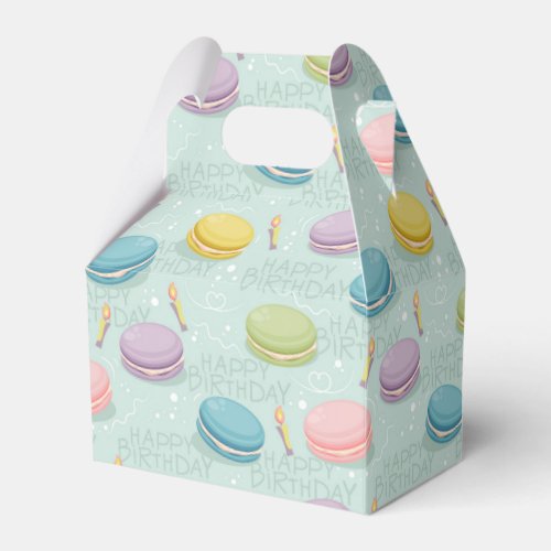 Happy Birthday with colorful macarons and candles Favor Boxes