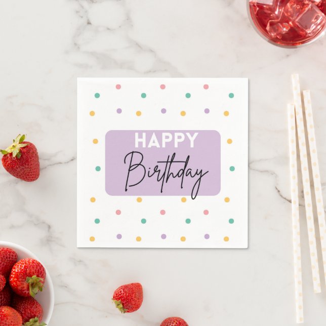 Happy Birthday with Colorful Polka Dot Pattern Napkins (Insitu)