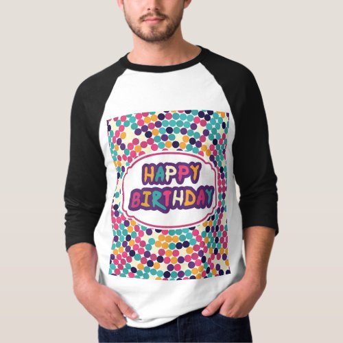 Happy Birthday with Custom Text Red Green Circles T_Shirt
