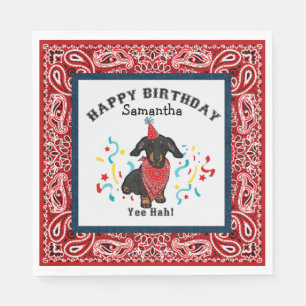 Happy Birthday with Dachshund Dog in Red Bandana Napkins