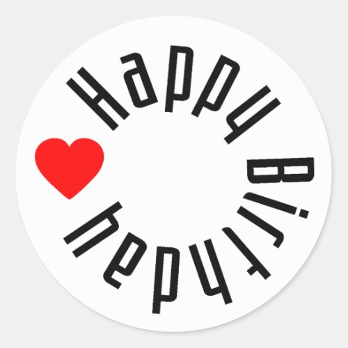 Happy Birthday with Heart Classic Round Sticker