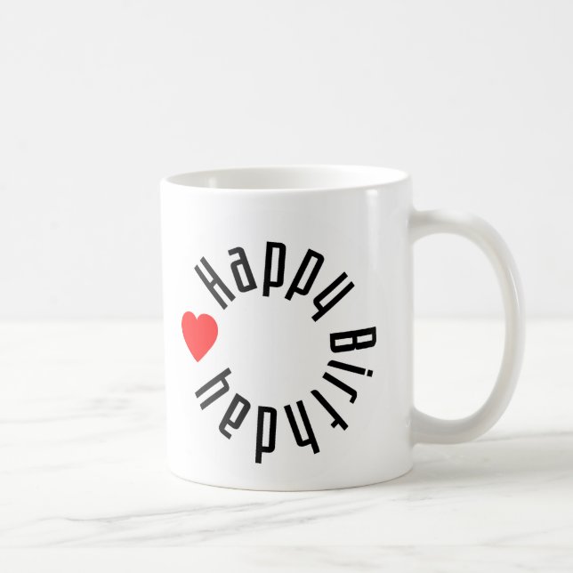 Happy Birthday with Heart Coffee Mug (Right)