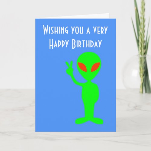 Happy Birthday with martian alien Card