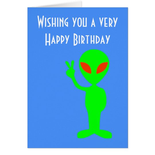 Happy Birthday with martian alien Card | Zazzle