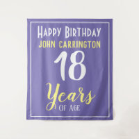 Happy Birthday with Name & Age 18 Years Tapestry