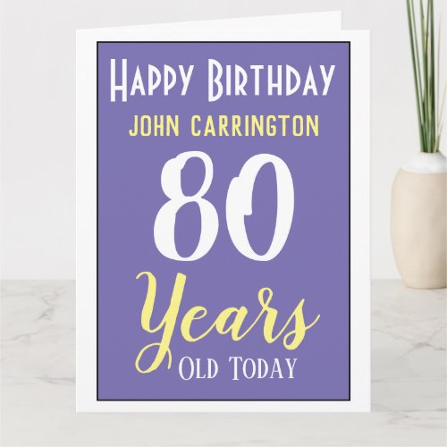 Happy Birthday with Name & Age 80 Years Card