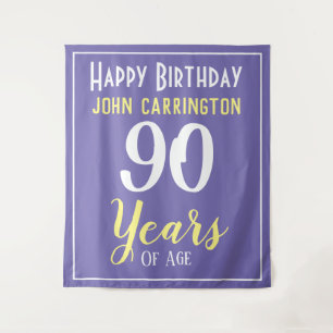Happy Birthday with Name & Age 90 Years Tapestry
