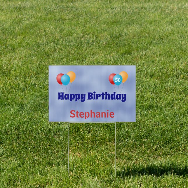 Happy Birthday with Name and Balloons  Sign (Insitu)