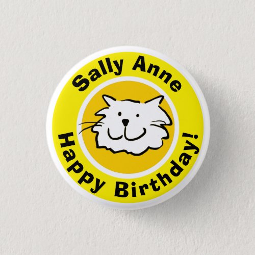 Happy Birthday with Name Birthday Button Badge