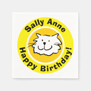 Happy Birthday with Name, Cat Lover Napkins