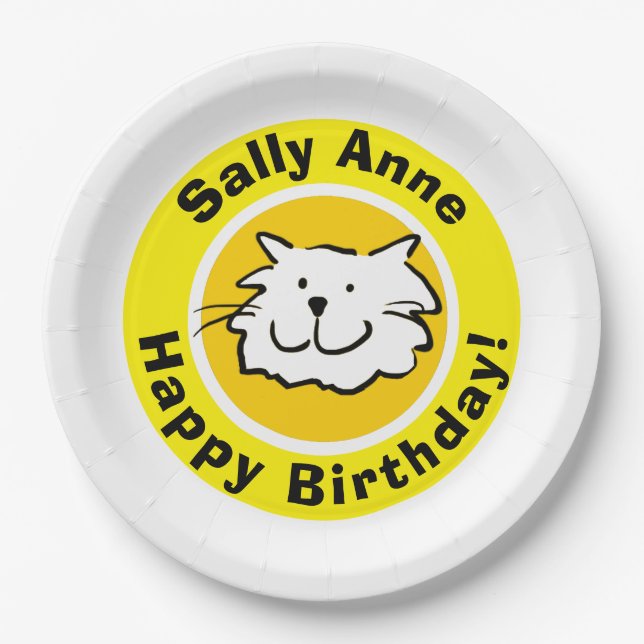 Happy Birthday with Name Paper Plates (Front)