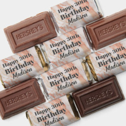 Happy Birthday with Name Pink and White Marble Hershey&#39;s Miniatures