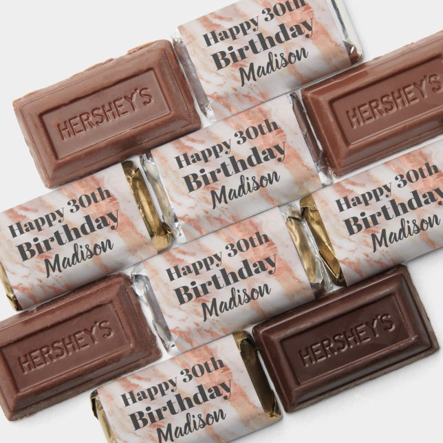 Happy Birthday with Name Pink and White Marble Hershey's Miniatures (Assorted)
