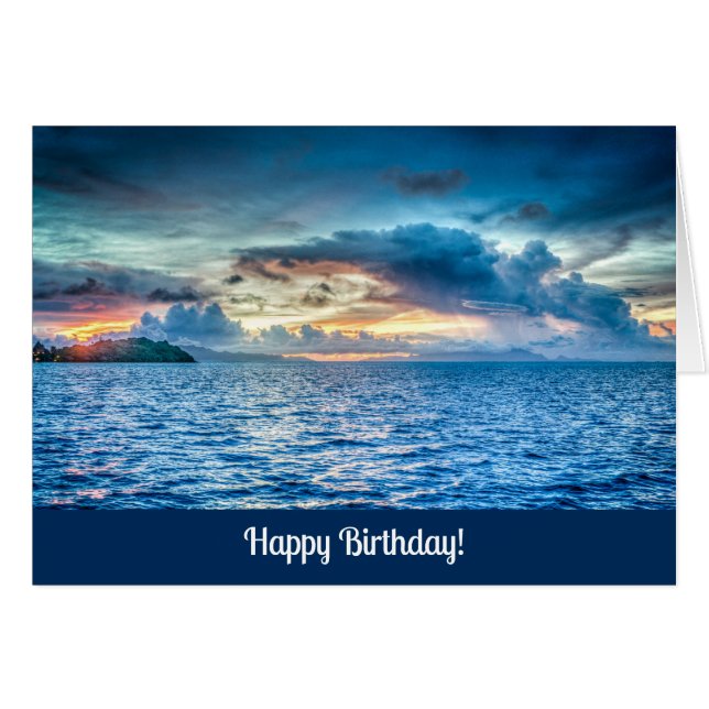 Happy Birthday with Ocean View Photograph (Front Horizontal)