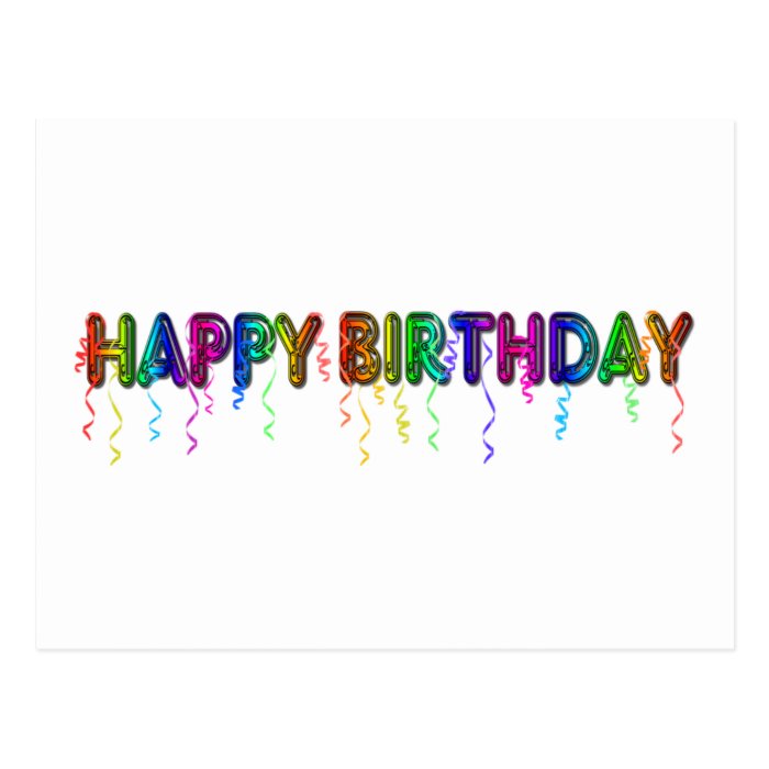 Happy Birthday with Party Streamers Post Card