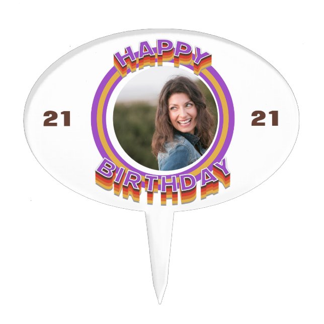 Happy Birthday With Photo Cake Topper (Front)