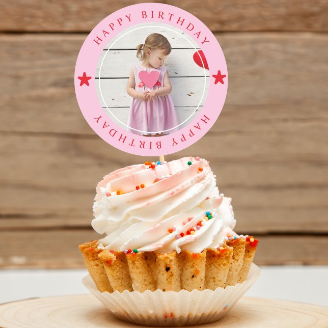 Happy Birthday With Photo Classic Round Sticker (Creator Uploaded)