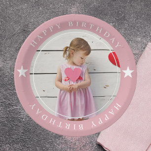 Happy Birthday With Photo Paper Plates