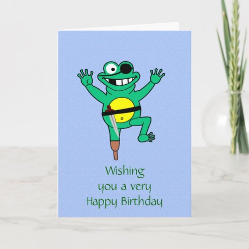 Happy Birthday with pirate frog and eye patch Card