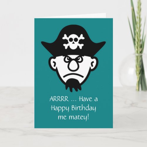 Happy Birthday with pirate skull and crossbones Card