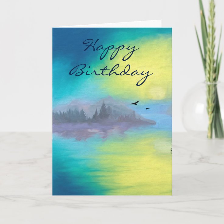 Happy Birthday with Scenic Landscape Card | Zazzle