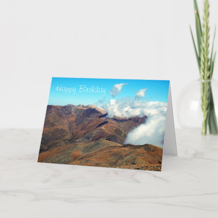 Happy Birthday with scenic mountain view Card | Zazzle