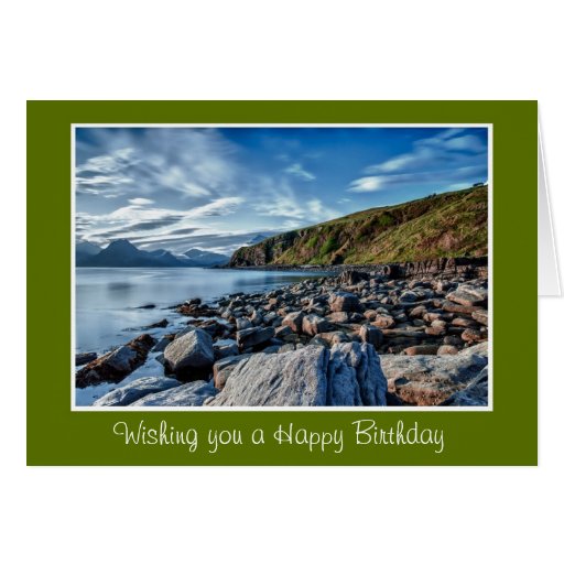 Happy Birthday with scenic mountain view Card | Zazzle