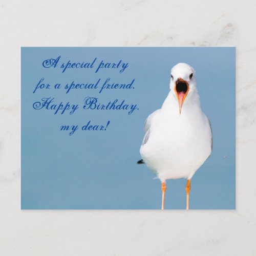 happy birthday with seagull  postcard