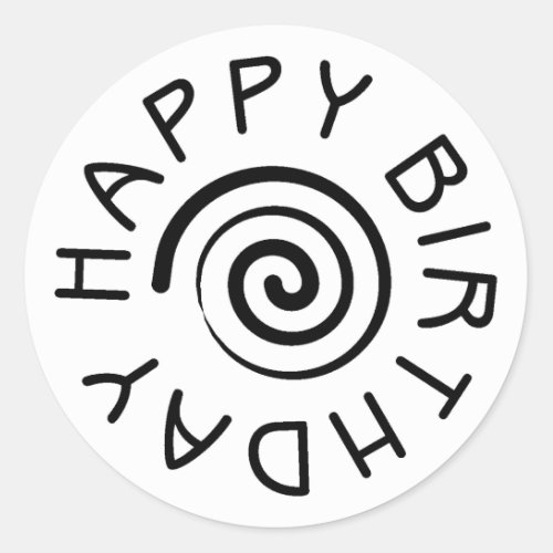 Happy Birthday with spiral Classic Round Sticker