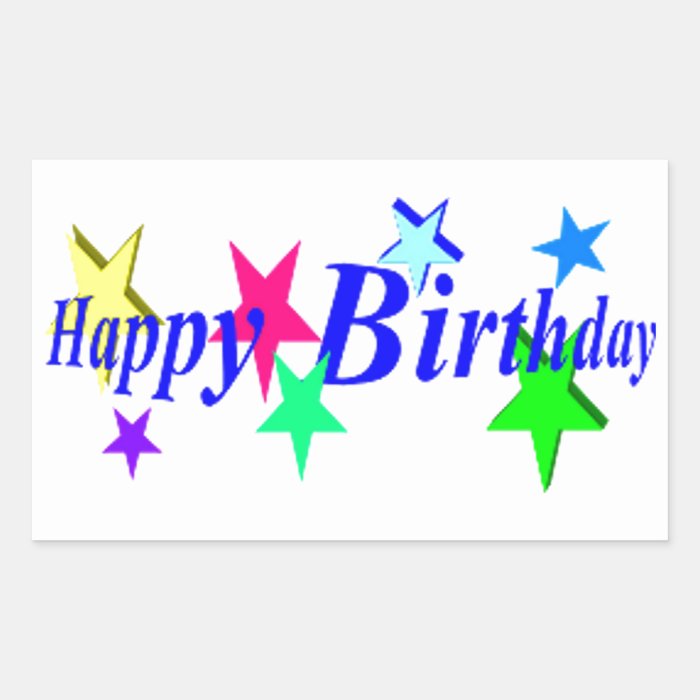 Happy Birthday With Stars Rectangle Stickers