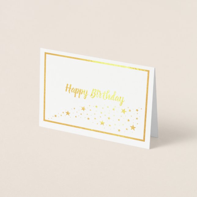 Happy Birthday With Stars Trail Gold Foil Card (Front)