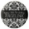 Happy Birthday with Trendy Black and White Damask