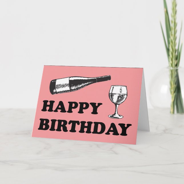 Happy Birthday with Wine Card (Front)