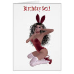 Happy Birthday With Woman In Lingerie Bunny Suit at Zazzle