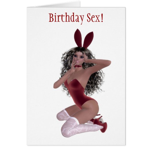 Happy birthday with woman in lingerie bunny suit (Front)