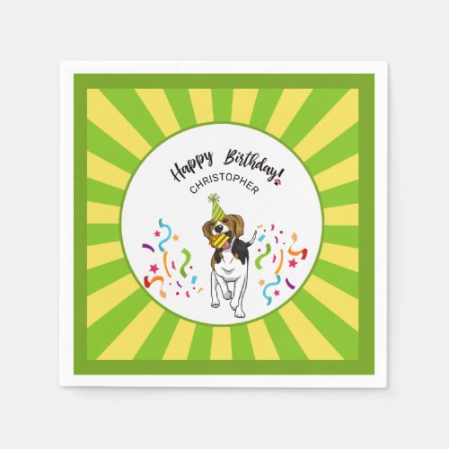 Happy Birthday with Your Beagle Dog Buddy Party Napkins