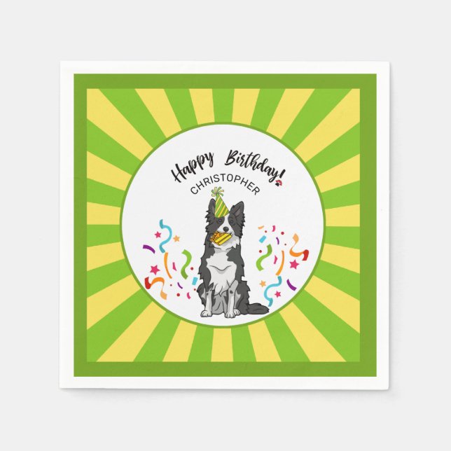 Happy Birthday with Your Border Collie Buddy Party Napkins (Front)