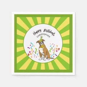 Happy Birthday with Your Boxer Dog Buddy Party Napkins